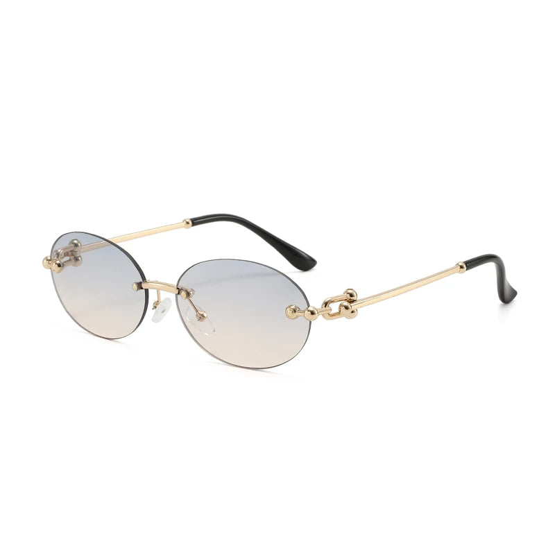 Oval Rimless Sunglasses High-End Casual and Luxurious Women's Borderless Sun Glasses Fashion and Personalized Sunglasses