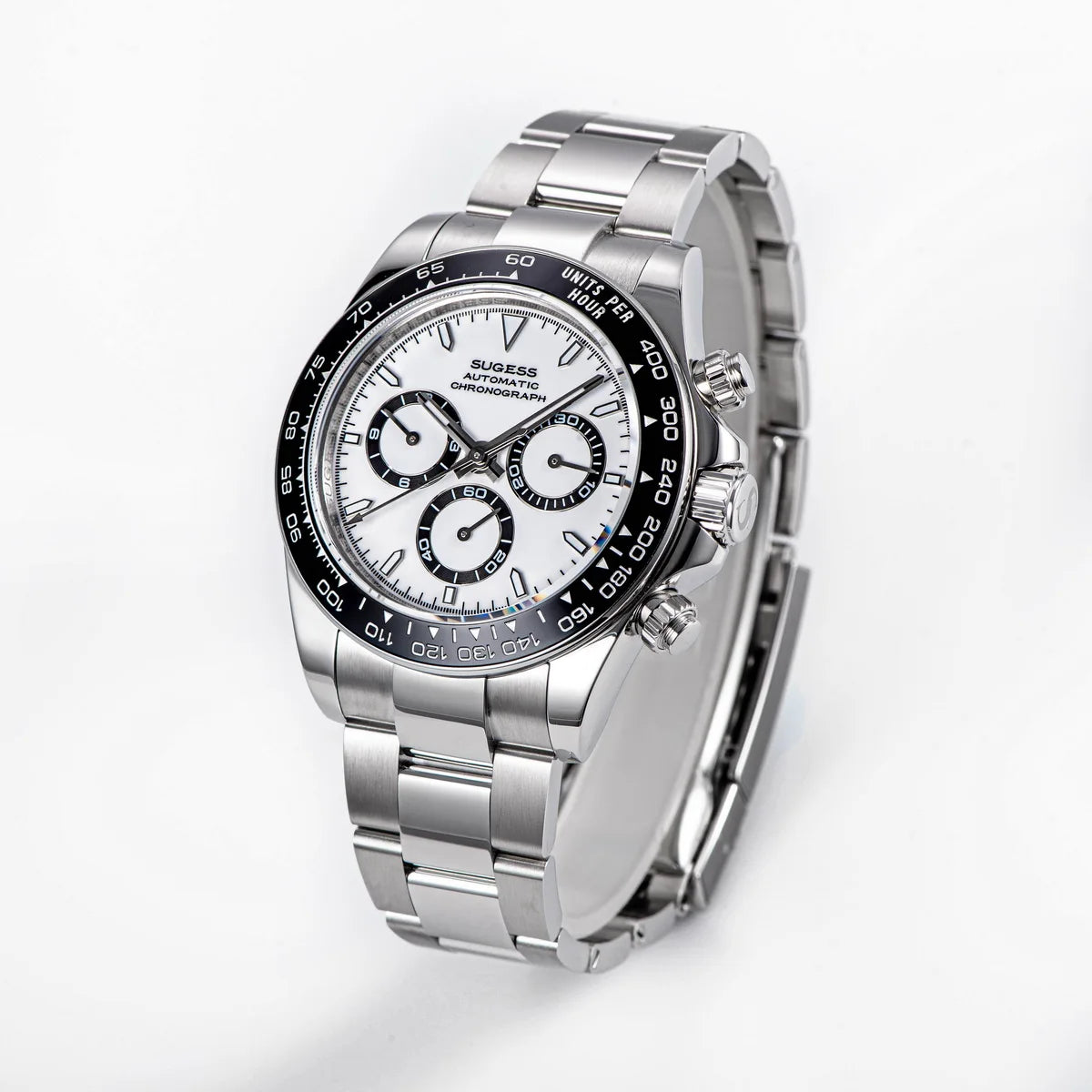Sugess Diving Mens Watch Panda Automatic Mechanical Chronograph Peacock SL4801 Movement Wristwatch Waterproof Ceramic Bezel New