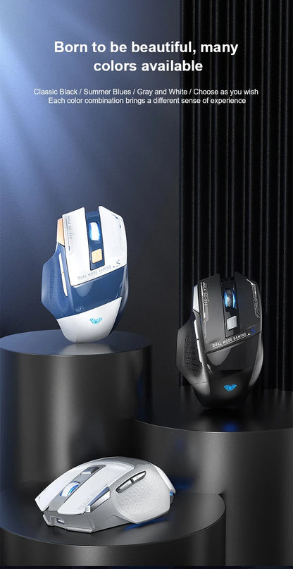 AULA SC550 bežični gaming miš, dvostruki način rada, punjivi svjetleći mehanički gaming miš za stolno/prijenosno računalo, e-sports USB miš