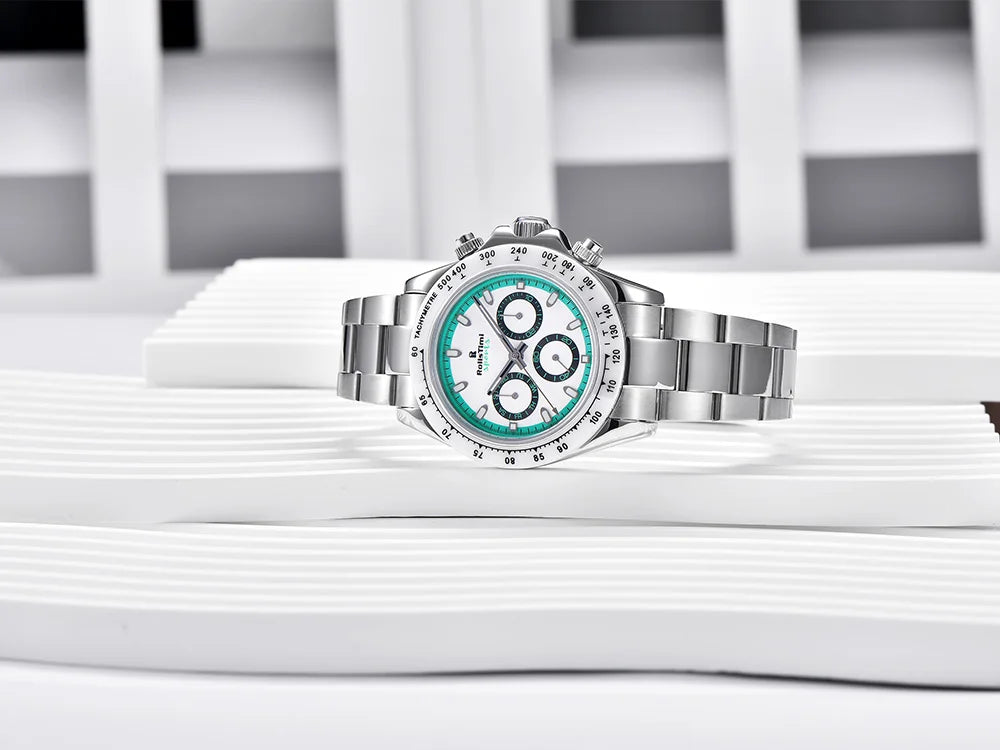 RollsTimi Herrenuhren – luxuriöse mechanische Herrenuhr mit Saphirglas, Kalender, Wochentagsanzeige, Edelstahl und Wasserschutz
