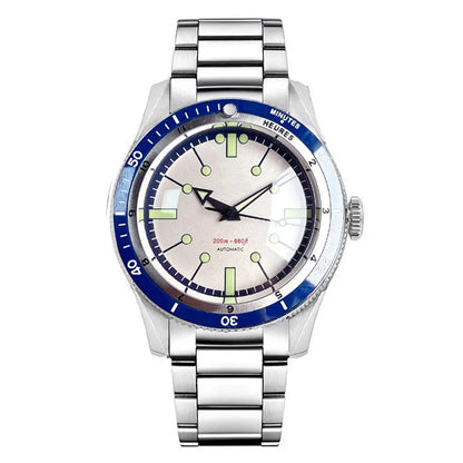 Pilot Watch 200M Water Resistant Mechanical Wristwatch NH35A PT5000 Miyota 8215 Domed Sapphire Glass 120 clicks Bezel Steel Band