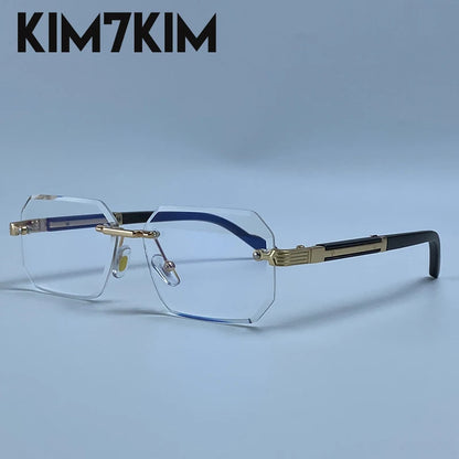 Rimless Rectangle Sunglasses Men 2026 Luxury Design Vintage Geometric Square Sun Glasses Male Retro Punk Eyewear Driving Shades
