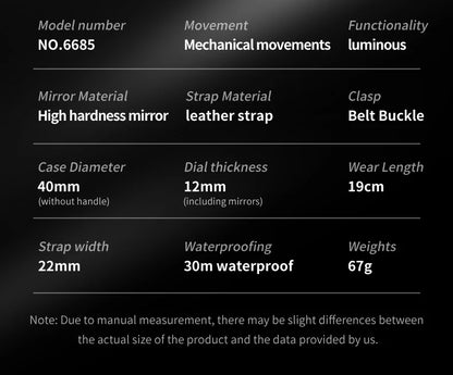 OLEVS 6685 Men's Watches Mechanical Wristwatch 30m Waterproof Luminous Leather Strap Original Man Watch