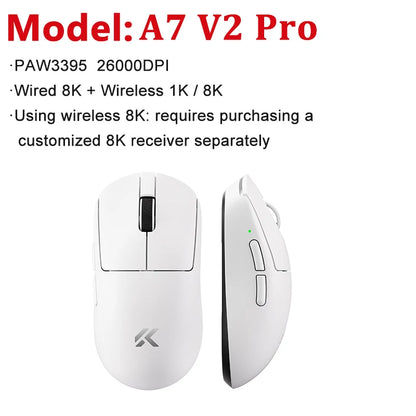 MCHOSE A7 V2 Ultra / Pro Leichte kabellose Gaming-Maus Dual 8000Hz PAW3950 TI 42000DPI für PC-E-Sport-Gamer