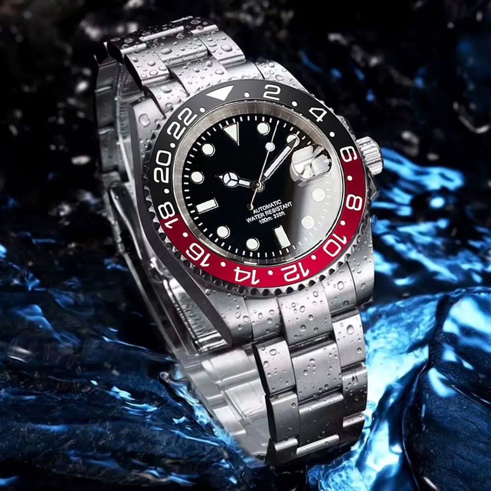 Reloj automático para hombre Miyota8215 resistente al agua 200m, reloj de buceo 40mm, movimiento mecánico, luminoso, correa Jubilee y hebilla Glide Lock