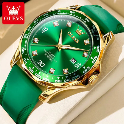 OLEVS 9988 Quartz Watch for Men Waterproof Anti-scratch Auto Date Diving Wristwatch Men Original Brand Luxury Diamond Man Watch