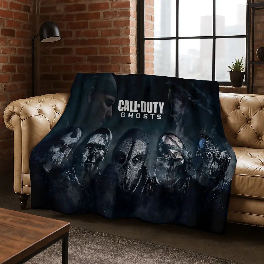 Classic Game Call of Duty Ghost Simon Cartoon Art Flannel Blanket,Cozy Soft Throw Blanket for Home Bedroom Bed Sofa Cover Kid