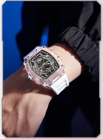 Unique Blue Fashion Brand Men's Watches Silicone Strap Waterproof Out Door Sport Military Watches for Men Multi Function Luxury