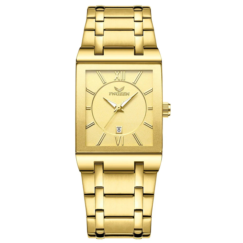 Luxuriöse BINBOND-Herrenarmbanduhr mit präzisem Quarzwerk, Leuchtzeiger, wasserdicht, automatische Datumsanzeige, aus strapazierfähigem Edelstahl, lässiger Stil.