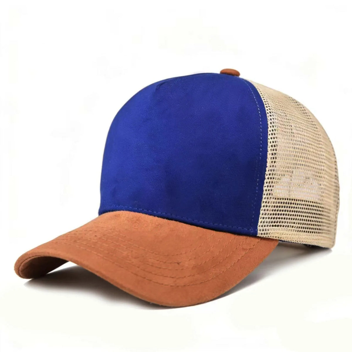 Sommer-Baseballkappe aus Netzstoff für Damen und Herren, einfarbige Wildlederkappe mit Aufnäher, Snapback-Kappe, lässige, atmungsaktive Unisex-Kappe im Street- und Hip-Hop-Stil, Trucker-Kappen