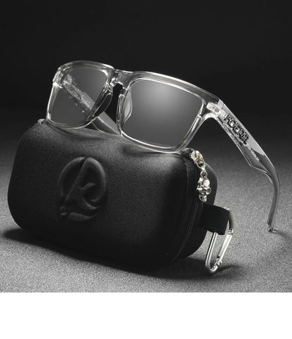 Kdeam 2026 High Quality Polarized Sunglasses for Men Transparent Gray Frame Fashion Unisex Outdoor Luxury Eyeglasses For Couple