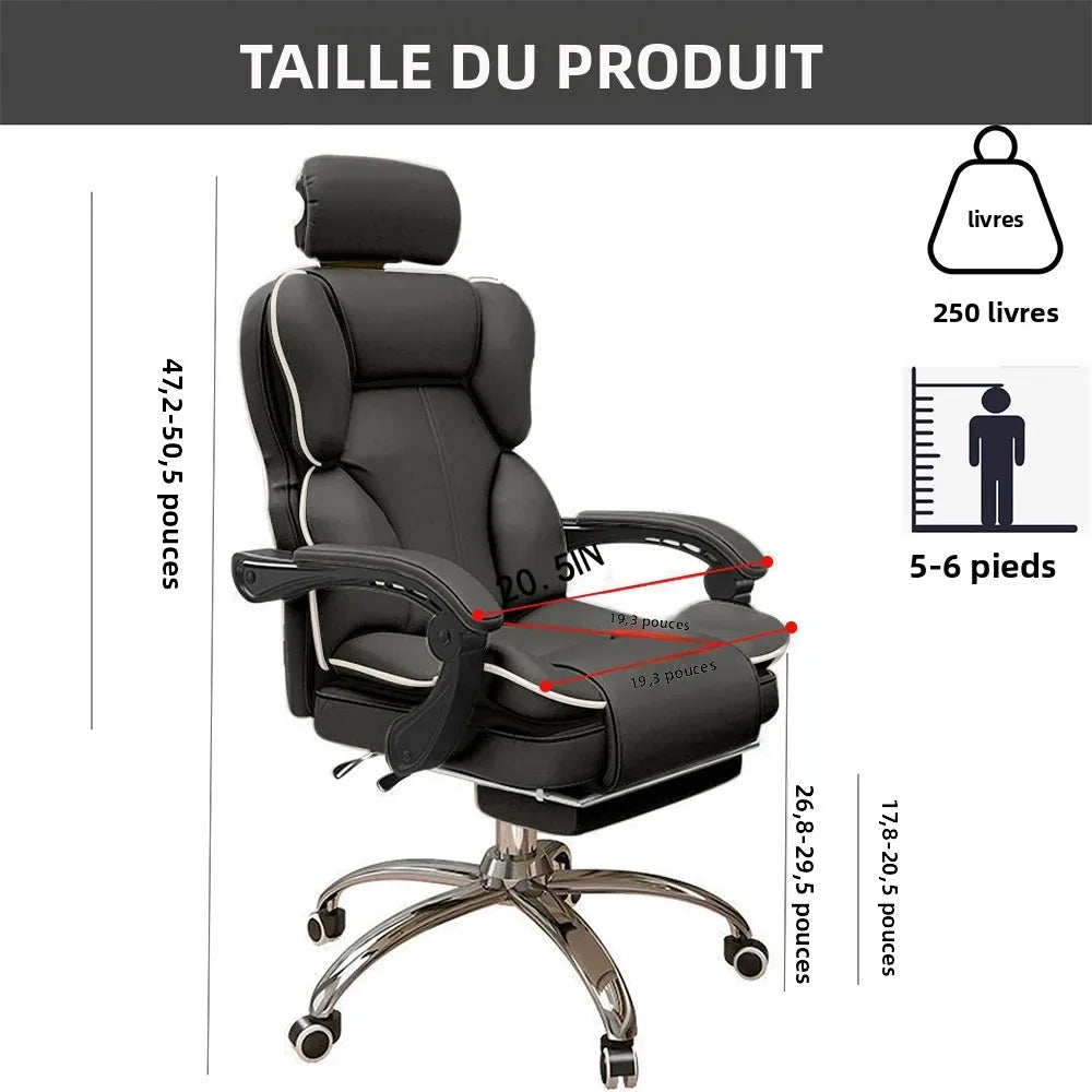Ergonomic Office Chair High Back with Adjustable Lumbar Support, Reclining Desk Chair with Retractable Footrest, Comfortable Home Office Chair