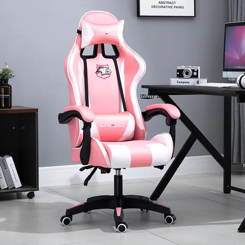 Ergonomic PU Leather Gaming Chair with Adjustable Height, Reclining Computer Chair, Swivel Office Chair for Home Office, Gaming & Study