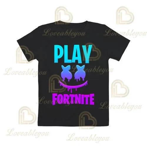Poikien ja tyttöjen Fortnite-piirrosaiheinen T-paita – Battle Royale 3D, 3–14 vuotta, Victory Royale -pelipaita lapsille ja teineille