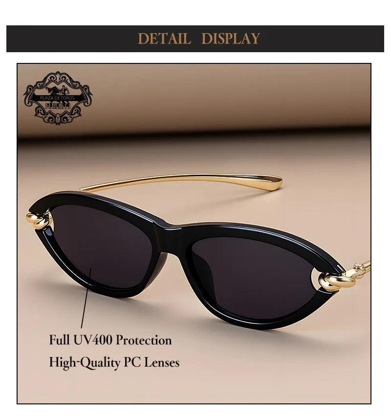 Trendy Luxury Brands Women's Cat Eye Tortoiseshell Sunglasses UV400 Oval Glasses For Woman Fashion Designer Classical Glasses