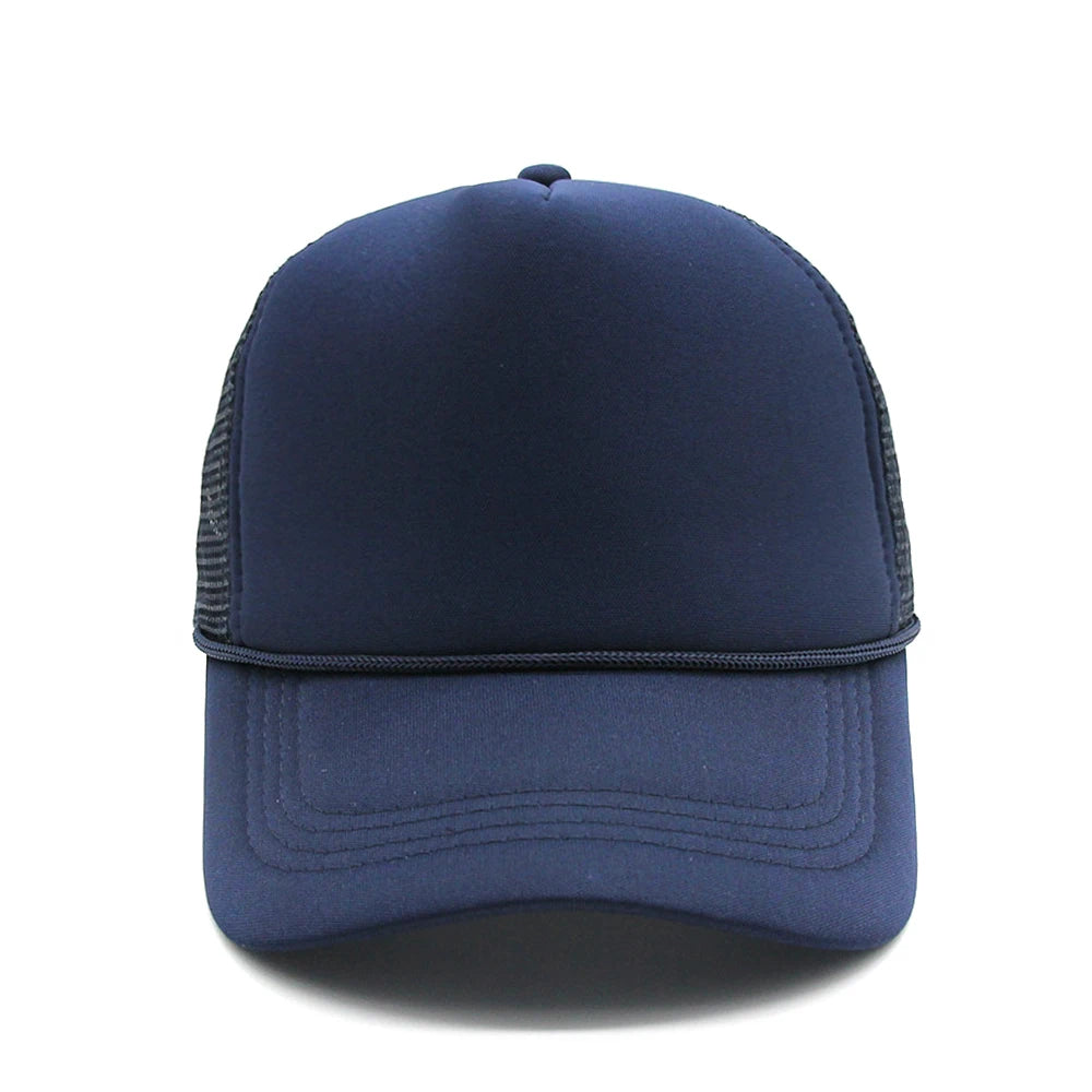 5 panel Trucker Caps Men Women Plain Blank Foam Mesh Baseball Cap With Rope Summer Breathable Outdoor Sport Sun Visor Hats