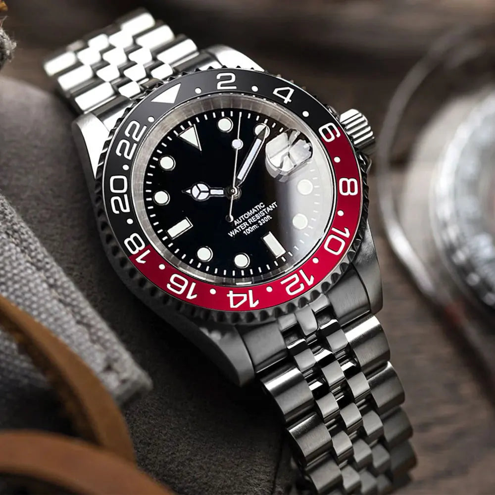 Reloj automático para hombre Miyota8215 resistente al agua 200m, reloj de buceo 40mm, movimiento mecánico, luminoso, correa Jubilee y hebilla Glide Lock