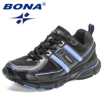 BONA 2023 New Designers Light Running Jogging Mesh Shoes Breathable Comfortable Men Sneakers Casual Outdoor Sport Shoes Man Mesh