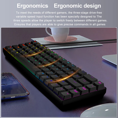 E-YOOSO Z686 RGB USB 60% Mini Slim Mechanical Gaming Wired Keyboard Red Switch 68 Keys Russian Brazilian Portuguese for Compute