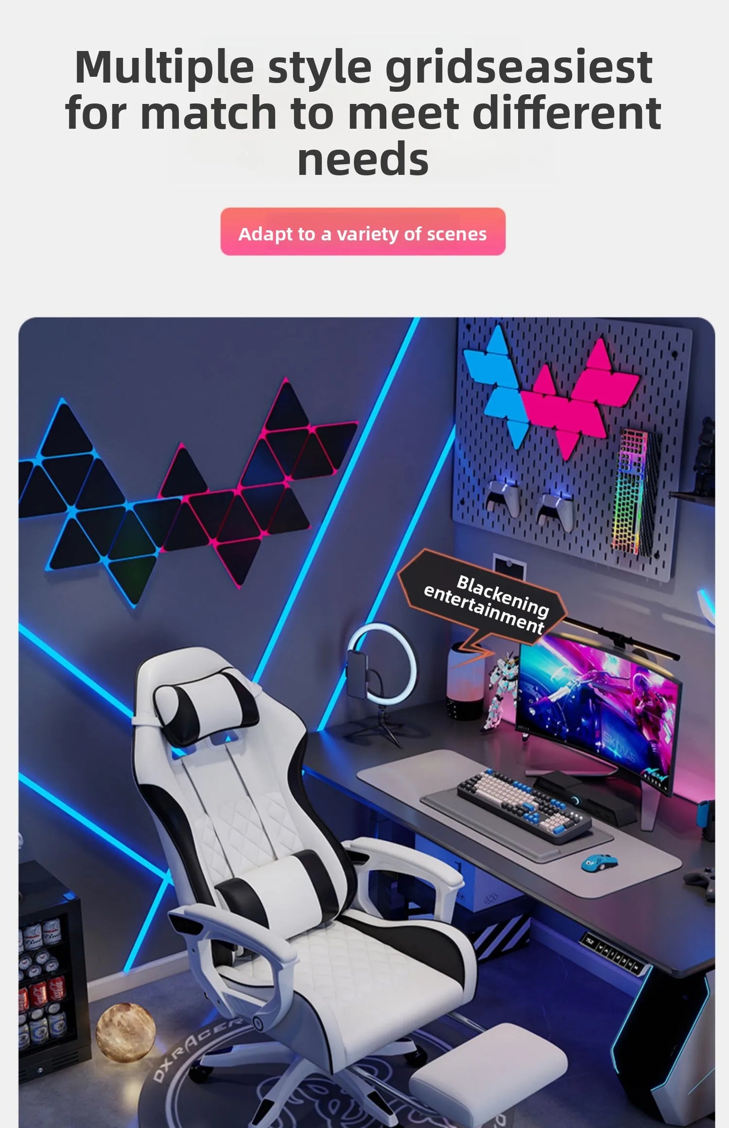 Muška e-sports stolica udobna je za dugotrajno sjedenje, računalna stolica može se nagnuti za opuštanje, naslon