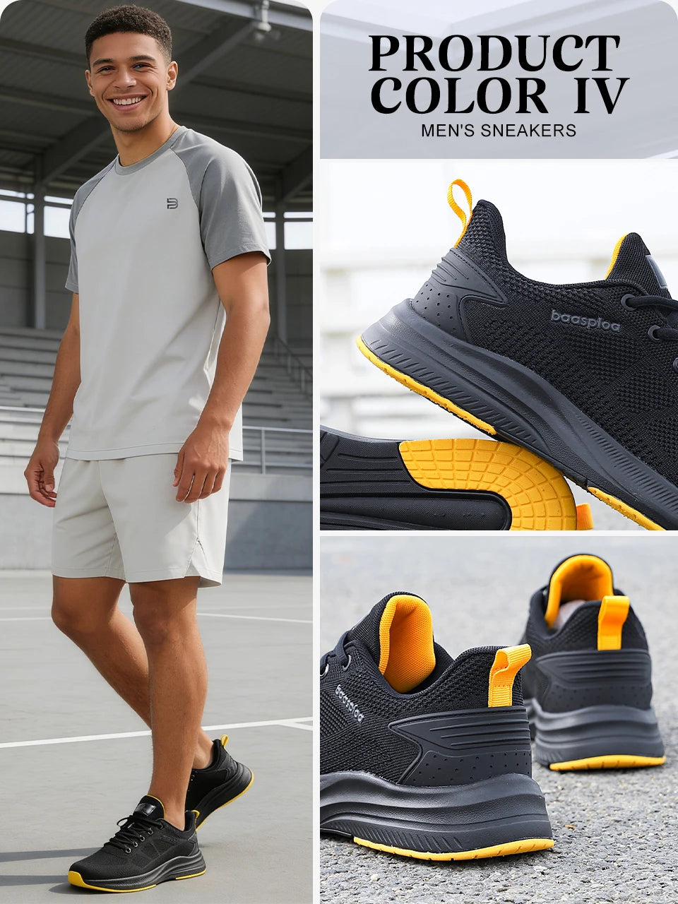 Chaussures de course Baasploa pour homme : nouvelles baskets décontractées légères en mesh, de créateur, respirantes, à lacets, pour le sport et la marche en extérieur