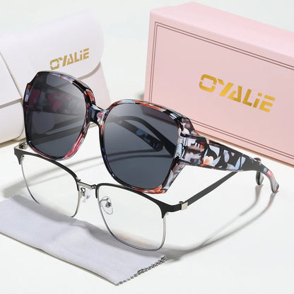Oyalie Oversized Patterned Frame Sunglasses, a Pair of Glasses Specifically Designed for People with Nearsightedness, That Can Be Worn Directly over Prescription Glasses, Perfectly Solving the Problem of Nearsighted People We