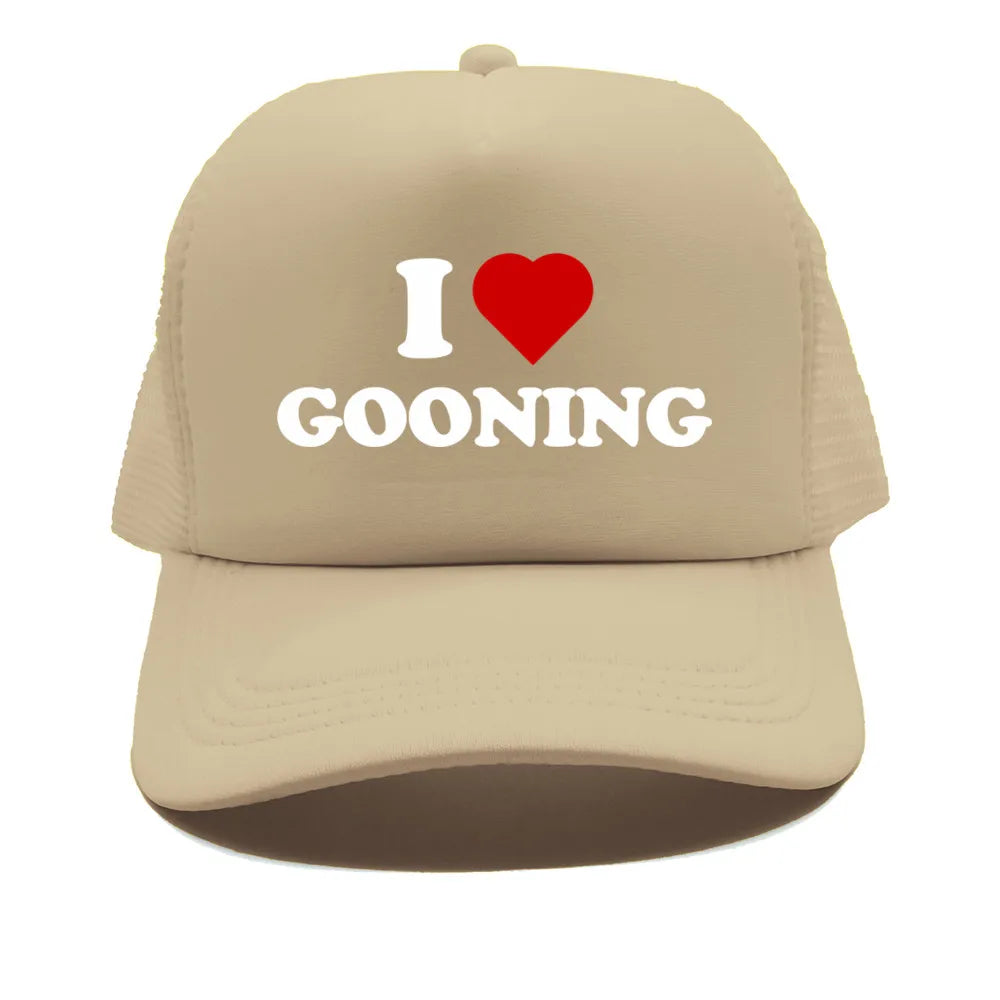 Забавни бейзболни шапки „I Love Gooning“ – готини летни мъжки шапки от мрежа, хумористични шапки тип „тракър“, унисекс шапки от мрежа за външни дейности MZ-080