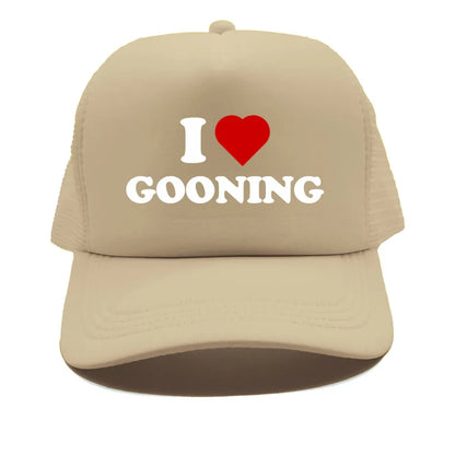 Забавни бейзболни шапки „I Love Gooning“ – готини летни мъжки шапки от мрежа, хумористични шапки тип „тракър“, унисекс шапки от мрежа за външни дейности MZ-080