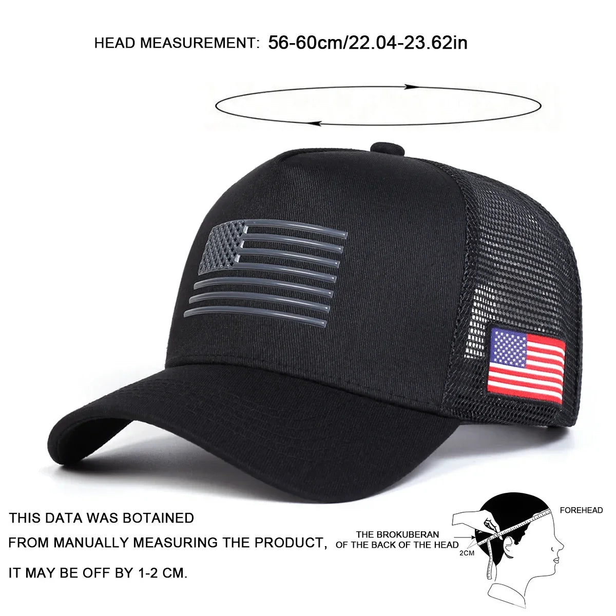 Unisex American Flag Embroidery Baseball Net Caps Spring and Summer Outdoor Adjustable Casual Hats Sunscreen Hat Sports Cap