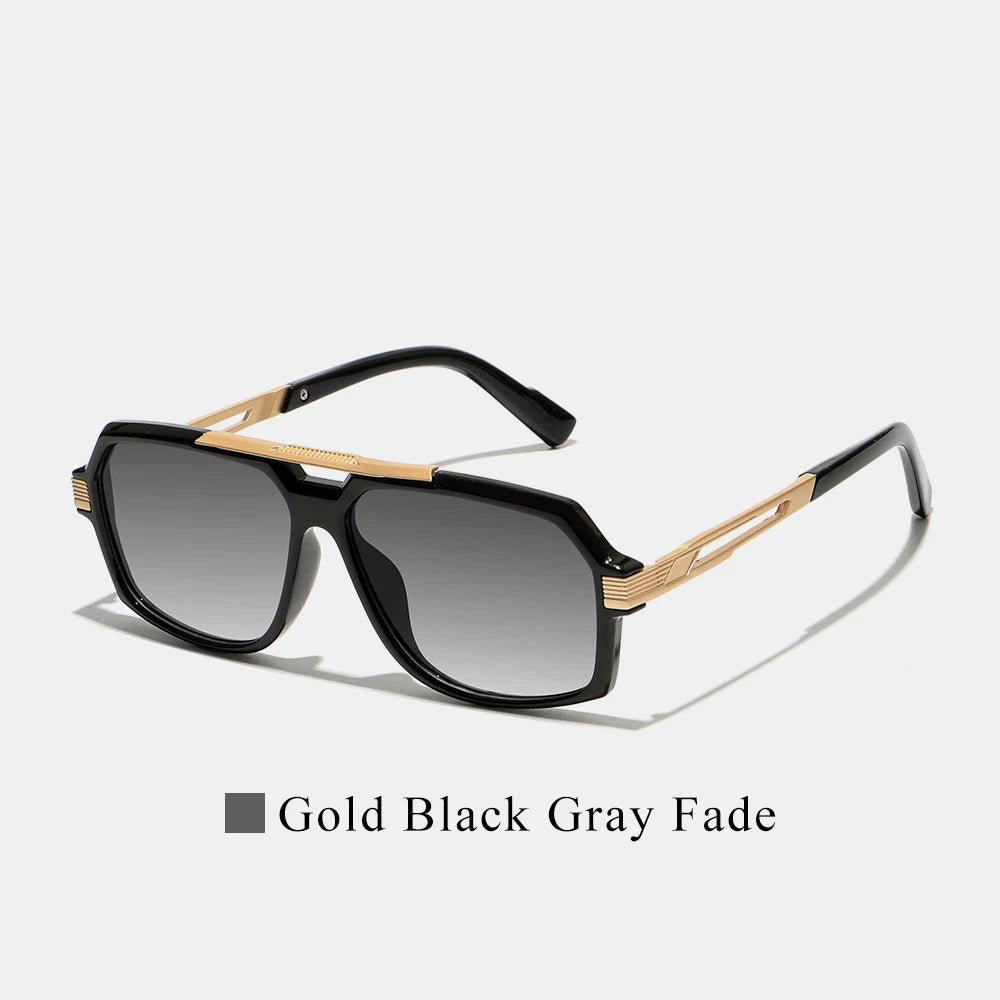 Ruiao Double-Bridge Pilot Sunglasses UV400 Fashion Gradient Shades Metal Frame Unisex Sun Glasses for Men And Women Driving