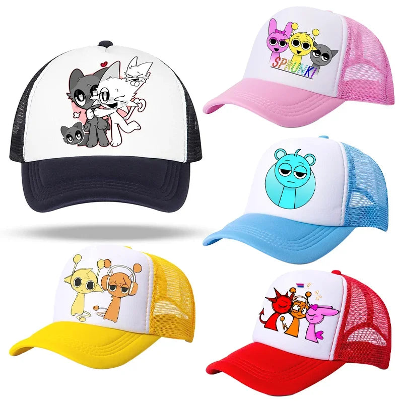 Sprunkis Baseball Caps Boys Casuals Hats Game Figure Printed Women Man Sports Sun Hat Adjustable Peaked Cap Bonnets Girls Gifts