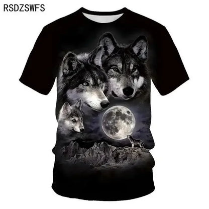 3D Fierce Animal Printed Men's Clothing Casual Fashion Wolf Pattern Short Sleeve Pullover Outdoor Daily Trend T-shirts For Men
