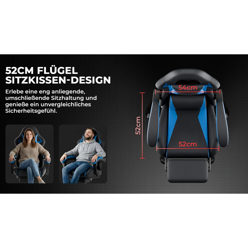 Ergonomic Gaming Chair with Lumbar Support, Adjustable Headrest, Footrest, Height Adjustable Office Gaming Chair for Adults