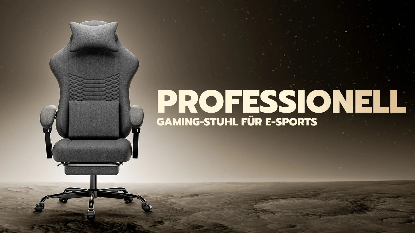 Dark Gray Fabric Gaming Chair Ergonomic Racing Office Chair with Massage, Footrest, Adjustable Headrest & Lumbar Support for PC Gaming