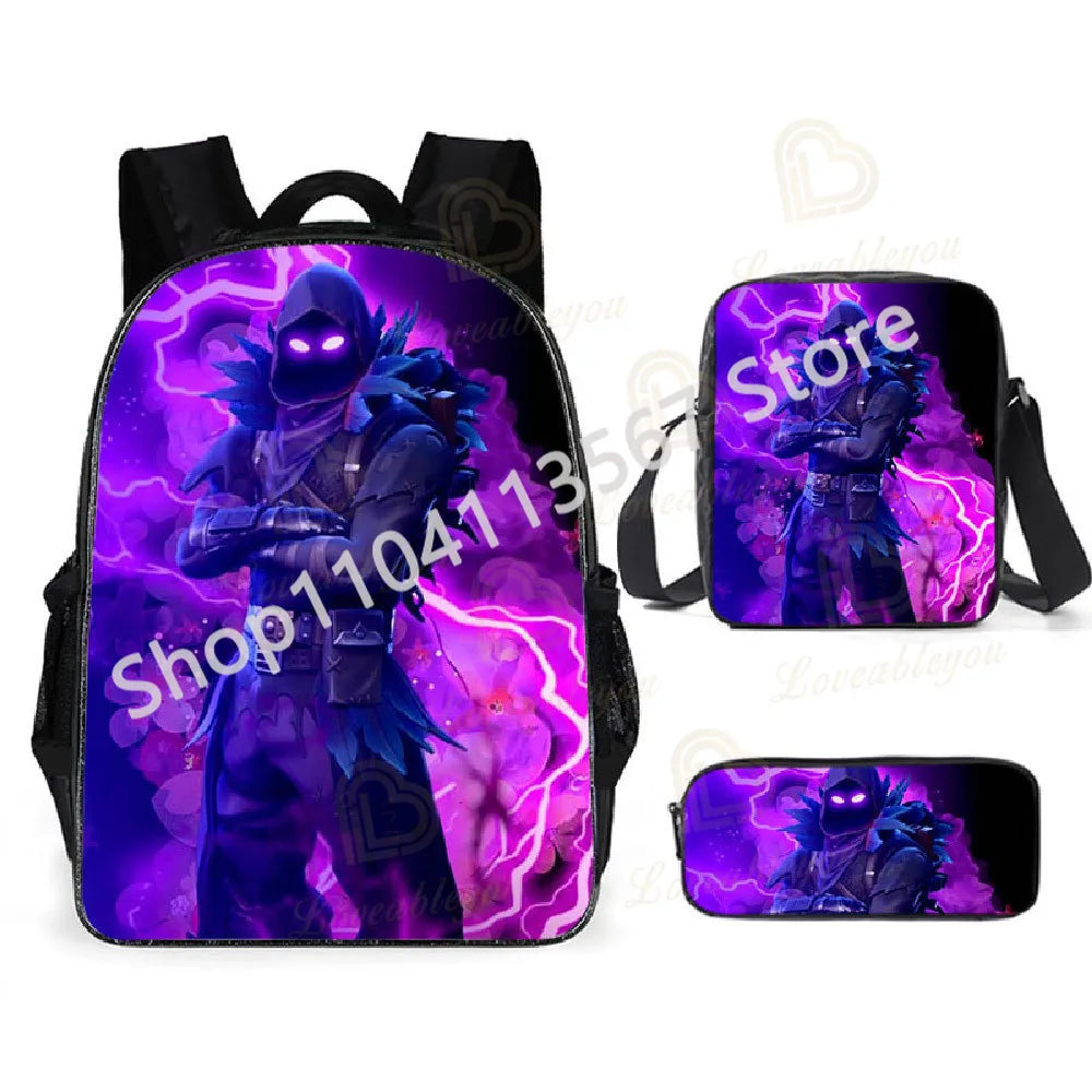 Fortnite Kids 3pcs Backpack Set Women Backpacks Office Stationary for Teenage Girls Boys Laptop Backpack Casual Travel Rucksack