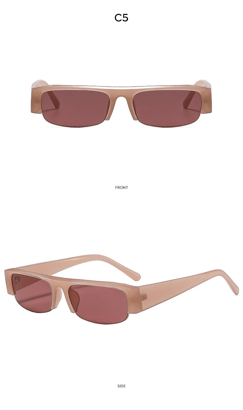 vintage small rectangle half frame black sunglasses for new fashion leopard gradient sun glasses ladies trendy driving eyewear