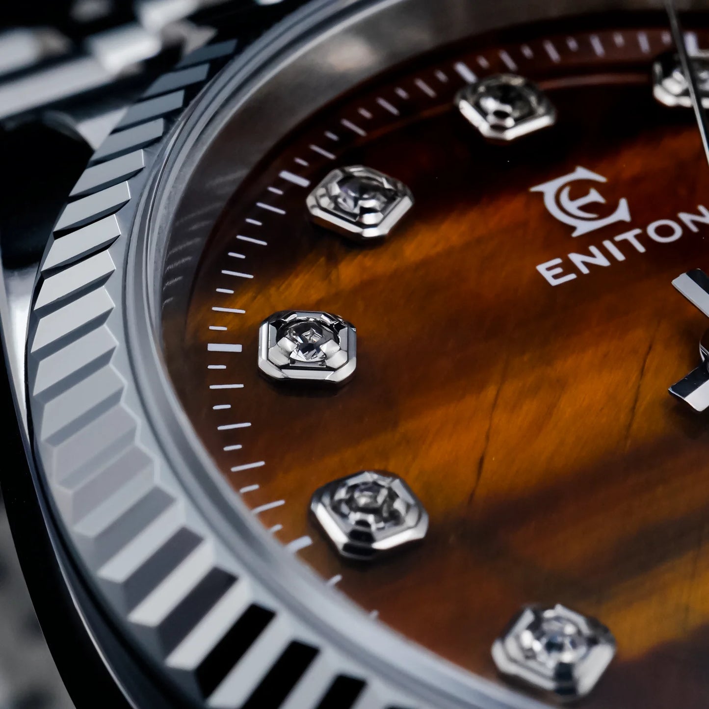 Eniton 36mm Men's Mechanical Watch with Stainless Steel Peacock Stone Tiger Eye Dial And NH35 Movement