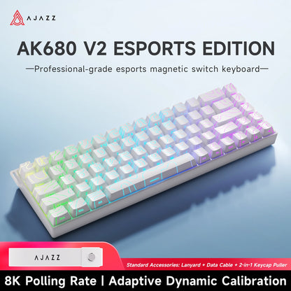 AJAZZ AK680 V2 E-sports Magnetic Switch Keyboard 8K Polling Rate 128K Ultra-high Scan Rate Aluminum Alloy Positioning Plate