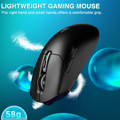 SOLAKAKA SM820 trådlös mus i tre lägen med magnetisk laddningsdocka, RGB, PAW3311, 24000DPI, trådlös makro-gamingmus, ultralätt