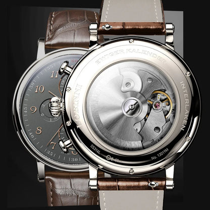 Relógio masculino mecânico automático LOBINNI Luxury Brand Switzerland com calendário perpétuo, vidro de safira e mostrador multifunções L13019-8
