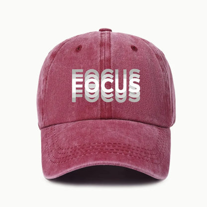 Gorra de béisbol de estilo clásico ajustable de algodón lavado con estampado FOCUS, gorra deportiva tipo «pico de pato» para hombre y mujer
