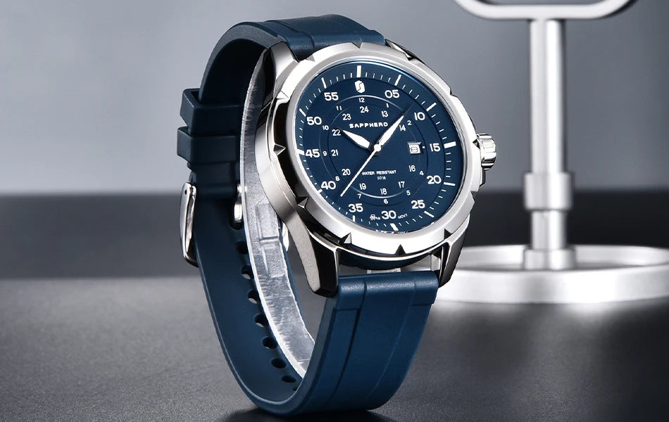 SAPPHERO herenhorloge – Luxe quartzhorloge, waterdicht tot 50 m, voorzien van een geïmporteerd uurwerk en een roestvrijstalen kast – Een ideaal cadeau-idee voor mannen.