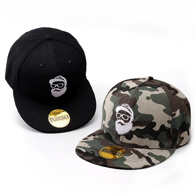 Uncle Beard Baseball Cap, Fashionable Flat-Brim Hip-Hop Hat for Men and Women, Adjustable Size, Suitable for All Seasons, Outdoor Casual Sun Hat, Embroidered Classic Character Design, Street Dance Hat, Suitable for Daily Casu