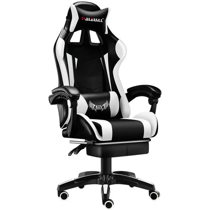 Chaise de jeu ergonomique inclinable en cuir PU, dossier haut avec accoudoirs réglables et soutien lombaire pour bureau à domicile et cybercafé