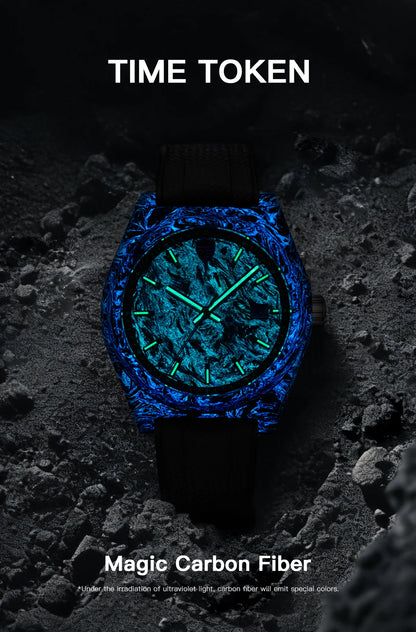 Reloj automático luminoso de fibra de carbono de 40mm, lujo, 100m, impermeable, reloj de buceo automático para hombre con movimiento Japan Miyota 8215