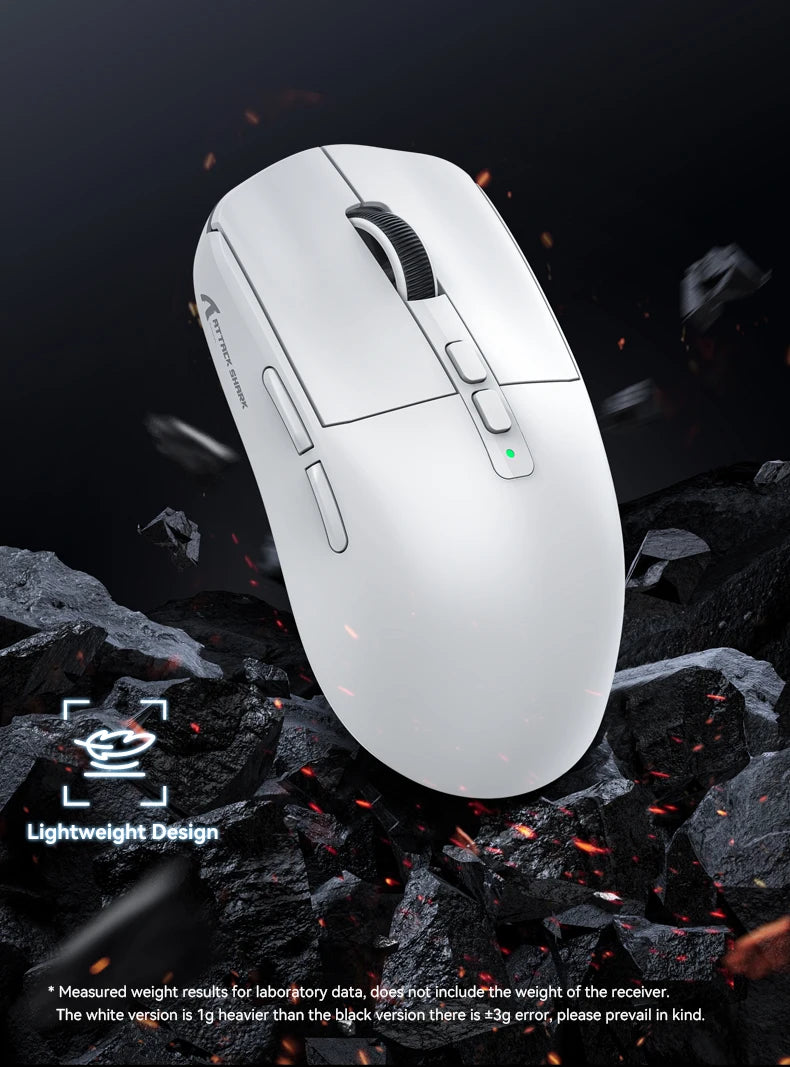 Attack Shark X6 Lightweight Wireless Gaming Mouse with 3 Mode Up to 26K DPI RGB Backlight Charging Base for Laptop Desktop