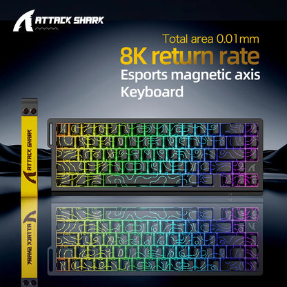 X68HE ATTACK SHARK X68PRO Magnetic Gaming Keyboard Mechanical Wired 0.01mm Rapid Trigg 8000Hz SOCD/Rs 0.125ms 128K Rate