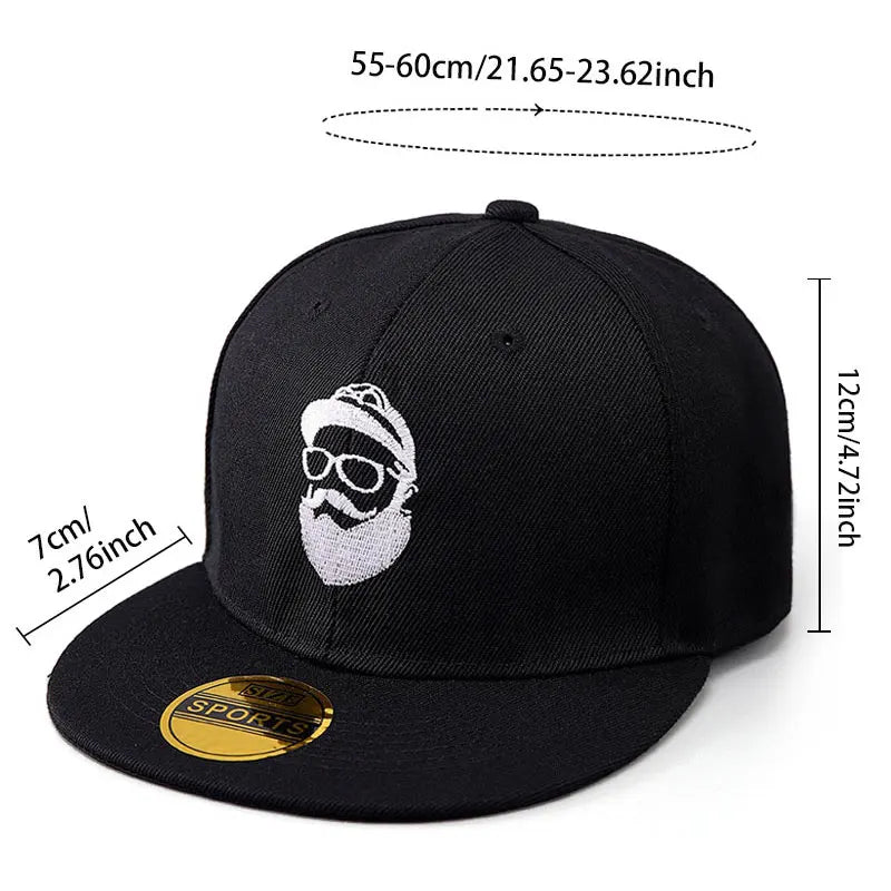 Uncle Beard Baseball Cap, Fashionable Flat-Brim Hip-Hop Hat for Men and Women, Adjustable Size, Suitable for All Seasons, Outdoor Casual Sun Hat, Embroidered Classic Character Design, Street Dance Hat, Suitable for Daily Casu