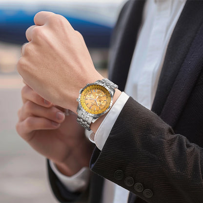 BERNY Chronographenuhr für Herren – Multifunktionale Quarzuhr im Aviation-Stil mit Datumsanzeige, Saphirglas und hervorragender Leuchtkraft – Luxuriöse Armbanduhr für Herren