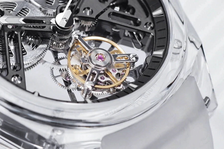 AGELOCER Limited Edition „Ice Never Melts“ Luxuriöse mechanische Handaufzugsuhr mit Free-sprung Crystal Tourbillon